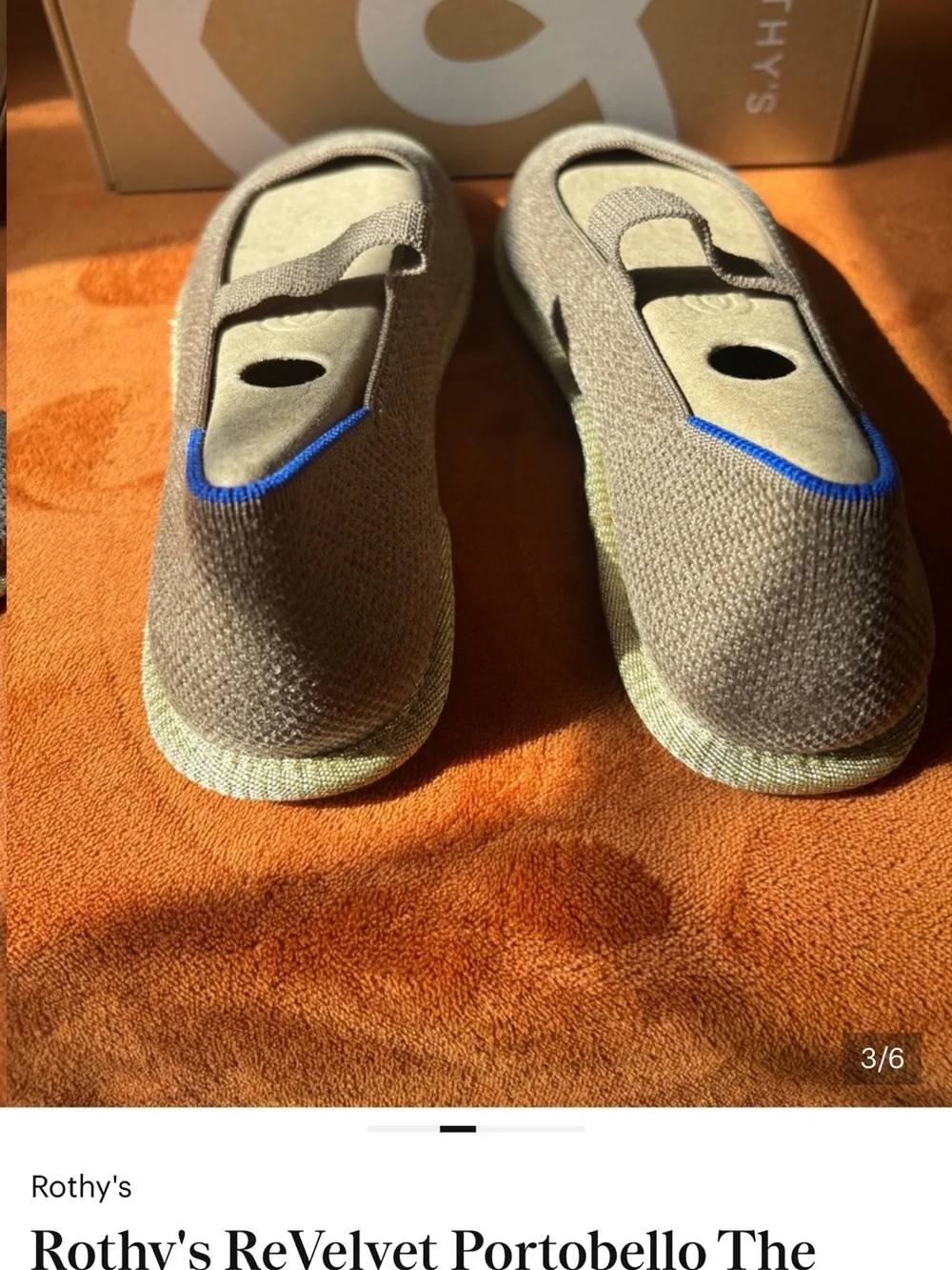 Rothy's Kids Brown Mary Jane Flats with Blue Trim